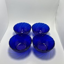 Conjunto de 4 tigelas de sobremesa de frutas Duralex Rivage azul cobalto 4,75" França descontinuar comprar usado  Enviando para Brazil