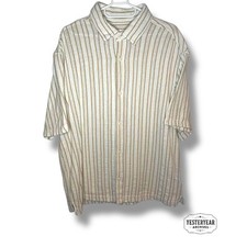 Camisa listrada texturizada Zara bege branco masculina tamanho G mistura de algodão botão para cima, usado comprar usado  Enviando para Brazil