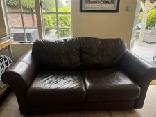 Brown leather sofa for sale  ROMFORD