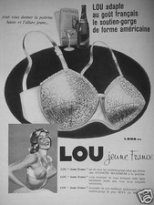 PUBLICITÉ 1959 LOU ADAPTE AU GOÛT FRANÇAIS LE SOUTIEN-GORGE DE FORME AMÉRICAINE na sprzedaż  Wysyłka do Poland