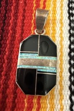Pingente Navajo Marie Thompson preto ônix opala incrustada prata esterlina 925 comprar usado  Enviando para Brazil
