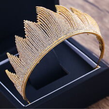 Coroa de tiara feminina de cristal total ouro 7,5 cm de altura casamento rainha concurso formatura, usado comprar usado  Enviando para Brazil