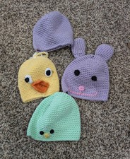 Conjunto de 4 bonés gorro feitos à mão de crochê bebê recém-nascido 3-6 meses comprar usado  Enviando para Brazil