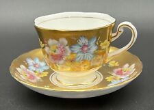 Taza de té y platillo dorado Royal Chelsea vintage hueso China Inglaterra segunda mano  Embacar hacia Argentina