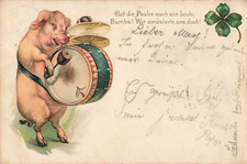 AK Cerdito De La Suerte Con Tambor 1901, usado comprar usado  Enviando para Brazil