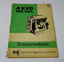 Catálogo de peças VEB motor diesel estacionário 4 KVD 14.5 SRL suporte 10/1965, usado comprar usado  Enviando para Brazil