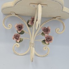Prateleira de parede vintage chique gasto ferramenta metal rosas rosa marfim creme casa de campo 12x8x6  comprar usado Prateleira de parede vintage chique gasto ferramenta metal rosas rosa marfim creme casa de campo 12x8x6  comprar usado  Enviando para Brazil