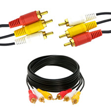 3 RCA macho para 3 RCA macho cabo estéreo AV áudio vídeo composto banhado a ouro EUA comprar usado  Enviando para Brazil