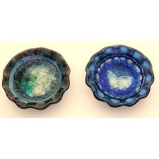 PRATOS DECORATIVOS BUGIGANGAS-Azul-Verde-Cristais Esmagados-Par de 2-3,5 polegadas  comprar usado  Enviando para Brazil
