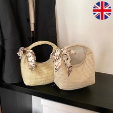 Bolsa tote feminina de palha cor sólida bolsa circular de pulso feminina bolsa externa, usado comprar usado  Enviando para Brazil