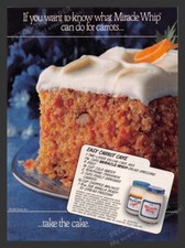 1989 Kraft Miracle Whip "Bolo de Cenoura Fácil" Impressão de Receita Anúncio Anúncio, usado comprar usado  Enviando para Brazil