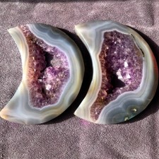 2 PIEZAS 870G Amatista Natural Ágata Luna Cuarzo Cristal Mineral Muestra Curación segunda mano  Embacar hacia Mexico