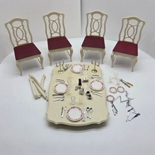 BONECA MARX SINDY Barbie tamanho cadeiras de mesa pratos talheres serviço para 4+ anos 70 vintage comprar usado  Enviando para Brazil