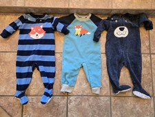 Usado, 3 pijamas de lã Carter's 12 meses com pés fecho de correr roupas para bebê menino menina comprar usado  Enviando para Brazil