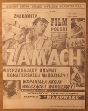 Używany, Zamach Akcja Kutschera Warszawa 1944 Plakat Filmowy Dwustronny na sprzedaż  PL