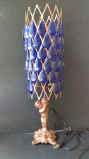 Abajur de mesa vintage L&L WMC funky azul prismas lucite gênio retrô trabalho comprar usado  Enviando para Brazil