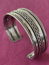 Usado, Bracelete de punho esterlina BA Suarti Bali Indonésia 925 painel de corda vintage  comprar usado  Enviando para Brazil