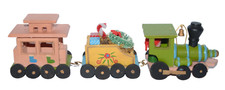 Trem de madeira vintage grinalda de Natal bengala doce motor caboose vagões ferroviários comprar usado  Enviando para Brazil