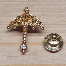LINDA UMBELLA TOM DOURADO COM ALFINETE DE LAPELA DE DIAMANTE FALSO comprar usado  Enviando para Brazil