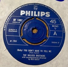 The Walker Brothers – (Baby) You Don't Have To Tell Me 1966 UK 7" SINGLE 45 comprar usado  Enviando para Brazil