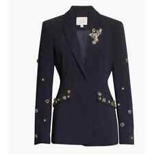 NOVO Blazer Cinq A Sept Cheyenne Flor de Strass Azul Marinho tamanho 4 #SJ521 comprar usado  Enviando para Brazil