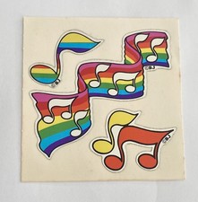 Adesivo vintage anos 80 especialidades BJ Mylar folha arco-íris notas musicais mod comprar usado  Enviando para Brazil