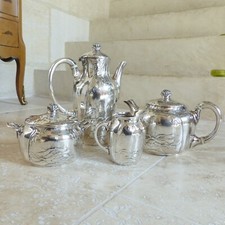 SUPERB CHRISTOFLE GALLIA ART NOUVEAU CONJUNTO DE CAFÉ CHÁ BANHADO A PRATA 4 PEÇAS DÉCADA DE 1890 comprar usado  Enviando para Brazil
