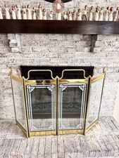 Tela de lareira dobrável vintage Hollywood Regency latão e vidro 4 painéis 53x33” comprar usado  Enviando para Brazil