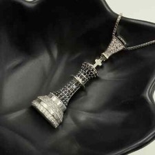 Pingente xadrez rei diamante corte redondo 5 quilates criado em laboratório folheado a ouro branco 14K comprar usado  Enviando para Brazil