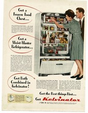 Geladeira freezer 1946 Kelvinator Moist Master impressão vintage anúncio 1, usado comprar usado  Enviando para Brazil