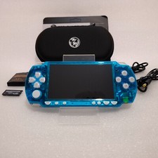 PSP 2004 Przezroczysty jasnoniebieski / Clear Blue Custom, 64GB i pakiet akcesoriów na sprzedaż  Wysyłka do Poland