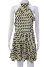 Vestido Marc Jacobs Feminino Estampado de Seda Decote A Linha Azul Bege Tamanho 2, usado comprar usado  Enviando para Brazil