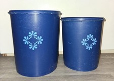 Lote de 2-Vintage Tupperware Azul Escuro Vasilha Servalier #805 & 807 Com Tampas-CE comprar usado  Enviando para Brazil