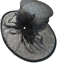 Chapéu preto igreja Kentucky Derby carruagem festa chá casamento funeral aba larga comprar usado  Enviando para Brazil