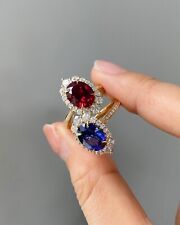 Anel de casamento de ouro amarelo 14K com diamante de safira azul rubi natural 8,64 quilates 5 6 7 comprar usado  Enviando para Brazil