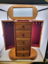 Guarda-roupa vintage tampo de mesa caixa de joias carvalho claro com espelho  comprar usado  Enviando para Brazil