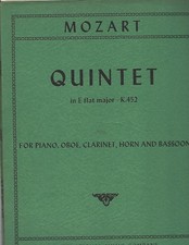 Vintage Mozart Quinteto Em E Plano Major K.452 Piano Oboé Clarinete Chifre Fagote comprar usado  Enviando para Brazil