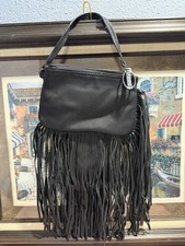 Bolsa Carlos Santana preta franja boho faroeste couro sintético comprar usado  Enviando para Brazil