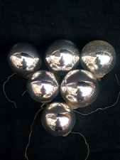 6 Vintage Original Latón y Vidrio Plata Navidad Bola Adornos Alemania 1940 comprar usado  Enviando para Brazil