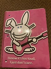 Happy Bunny Y2K 2007 Pink Glitter Spiral Notebook Guitarra Too Loud Don’t Care, usado comprar usado  Enviando para Brazil