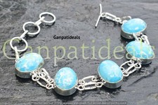 Pulsera de moda de piedras preciosas Larimar enchapada en plata esterlina 925 joyería segunda mano  Embacar hacia Mexico