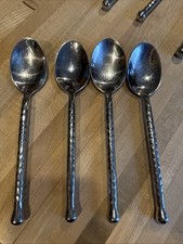 Usado, Conjunto de 4 colheres de sopa Gourmet Settings prata martelada corações ovais profundos comprar usado  Enviando para Brazil
