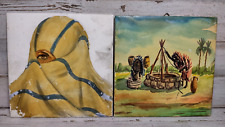 Usado, 2 azulejos temáticos árabes vintage árabe mulher hijabi poço de água burro Bonna Alemanha comprar usado  Enviando para Brazil