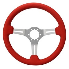 Volante para 1963-1982 Corvette couro vermelho 14" 3 raios alumínio escovado, usado comprar usado  Enviando para Brazil