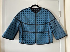 Jaqueta AKIRS Punto feminina tamanho 8 estampa preta/azul revisável com zíper $1290, usado comprar usado  Enviando para Brazil