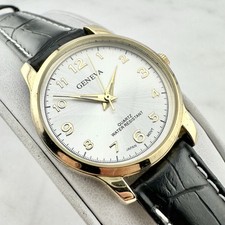 Geneva Gold / Silver Tone Classic Women’s Watch, Black Strap, Sunburst Dial comprar usado  Enviando para Brazil