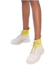 Botas de combate femininas Melissa amarelo ombre coturno tamanho 8 sola de borracha com cadarço comprar usado  Enviando para Brazil