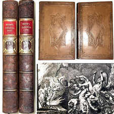 1763 PARADISE LOST JOHN MILTON 2VL SET LEATHER OCCULT GOD BIBLE DEVIL HELL JESUS, usado comprar usado  Enviando para Brazil
