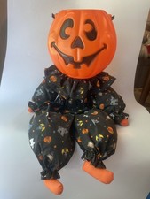 Molde de sopro vintage Halloween Jack-O-Lantern balde de abóbora balde de doces prateleira sitter, usado comprar usado  Enviando para Brazil