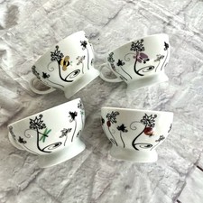 Conjunto de quatro xícaras de café botânicas design de inserção caprichoso café Pai porcelana, usado comprar usado  Enviando para Brazil
